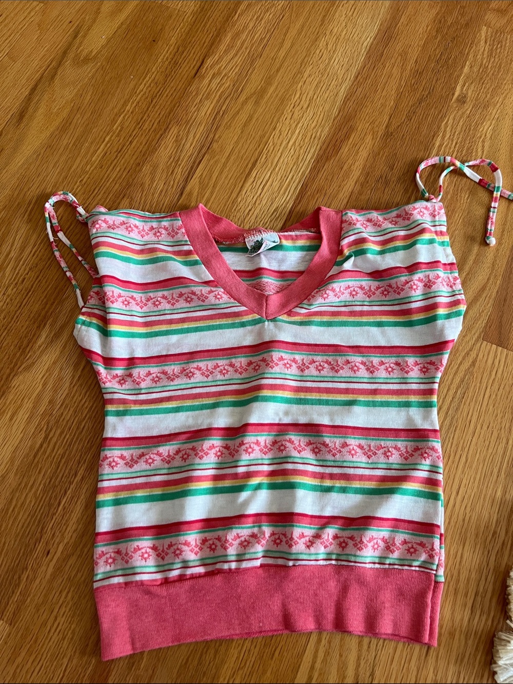 Vintage Garanimals Girls' Pink Striped V-Neck Tank Top size 8
